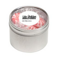 Striped Pepper Mints in Small Round Window Tin